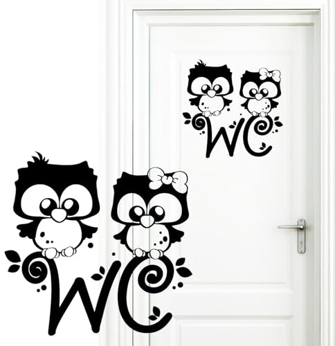 Wandtattoo Loft Eulen „Türaufkleber WC“ / Aufkleber / 30 Farben zur Auswahl - 25x25cm Tür Sticker