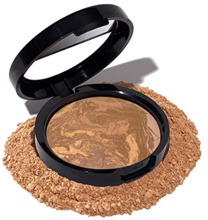 LAURA GELLER NEW YORK Award-Winning Baked Balance-n-Brighten Color Correcting Powder Foundation - Sand - Buildable Light to Medium Coverage - Demi-Matte Natural Finish