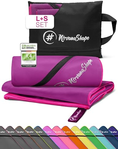 NirvanaShape Toallas de Microfibra | Absorbentes, Ligeras, de Secado rápido | Toallas de baño, Toalla de Viaje, Toallas Deportivas | Ideales para Viajar, IR al Gimnasio, la Playa, Practicar Yoga
