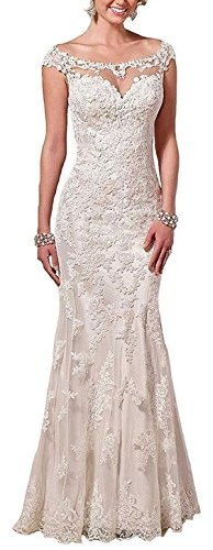 BaiXia sirena encaje cristal vestido de novia trompeta vestido de novia
