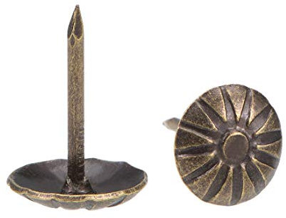 sourcing map Clou Tapissier Clou Ameublement Clou Meuble Punaise Pointe Tapissier Tapis Décoratif 11mm Tête Diamètre Rond Pouce Bronzé pour Sofa 30 Pcs