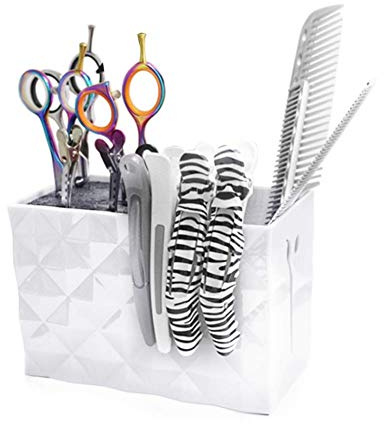 Friseurladen Doppel Fall Professionelle Friseur Schere Kämme Clips Halter Rack Friseurwerkzeuge Zubehör Aufbewahrungskoffer Große Kapazität(Weiß)