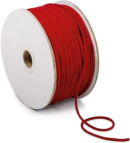 Trims by The Yard 1/8 Soft Knit Elastic Band, Premium Material, Durable Knitted Elastic Cord for Sewing, Easy to Use, Versatile Sewing Supplies, 100-Yard Cut, Red