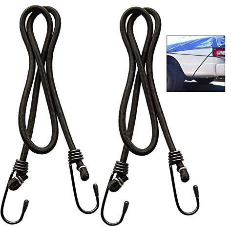 XLKJ 2 stycken elastiska spännband, spänngummi med krok 140 cm spännrep perfekt för transport och säkring av laster