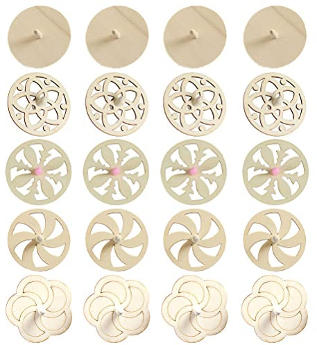 20 Stück Holzkreisel zum Bemalen Form Leer Hohle Kreisel DIY Basteln Spielzeugkreisel für Weihnachten Xmas Mitgebsel Kindergeburtstag Gastgeschenke