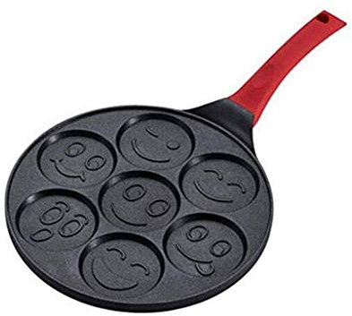 HQQSC Frying Pan, Smiley Face Pancake Pan - Non-stick Pan Cake Griddle with 7 Unique Flapjack Faces Wok