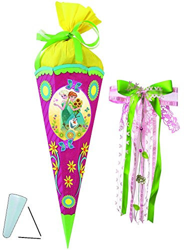 alles-meine.de GmbH BASTELSET Schultüte - die Eiskönigin - Frozen - 85 cm - incl. großer Schleife - mit/ohne Kunststoff Spitze - Zuckertüte - Set zum selber Basteln - 6 eck..