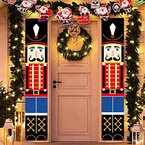 YAAVAAW Nutcracker Door Banner Christmas Porch Sign Decorations Outdoor Figures,Life Size Soldier Model Banners,Outdoor for Wall,Front Xmas Decor