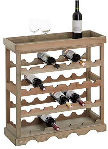 CARO-Möbel Weinregal VINO mit 4 Böden für 24 Flaschen, praktisches Flaschenregal im Vintage Look, edles Echtholz Regal für Flaschen