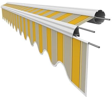 Leudus Tessuto di ricambio per telo da sole con balza per 3,5 x 3 m, copertura per telo da sole, già cucita, misura 3,38 x 3 m, balza 3,38 x 0,21 m, design SPD025