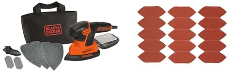 Black+Decker Dreieckschleifer Mouse KA2000– Kraftvolle Schleifmaschine mit Staubfangbehälter inkl. Mikrofilter 1 x Schleifer Schwarz & Stanley Mouse Fingerschleifgitter STA32477