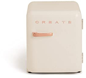 CREATE / RETRO FRIDGE 50 ROSE GOLD/Frigorífico blanco roto maneta oro rosa / 85W, minibar, un estante, diseño retro, 50 cm, dos repisas, capacidad de 48L, bajo consumo, 50x44x49,8 cm