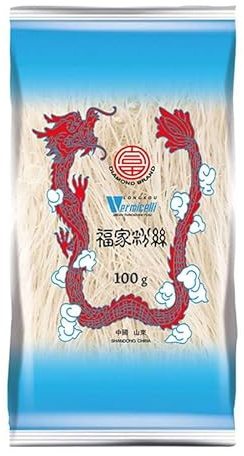 Fideos de soja tipo cristal Longkou 100 g vermicelli asiático fino para wok, sopas, ramen, ensaladas y rollitos, absorbe salsas y caldos