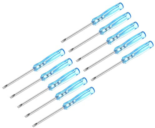 sourcing map Mini Slotted Screwdriver, 2.0mm Flat Head 65mm Length for Small Appliances Repair, 10 Pcs