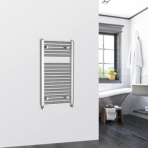 Warmehaus 800x450mm Chrome Bathroom Heated Towel Rail Radiator Straight | Ladder Style Towel Warmer Bathrooms, Wall Mounted Vertical, Central Heating, Premium Mild Steel