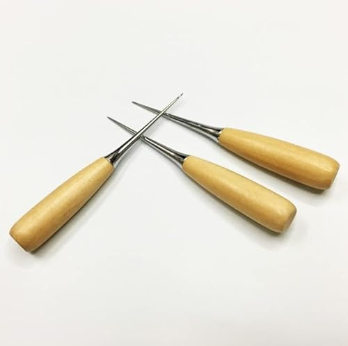 1pc Positioning Drill Tools for Leather Hole Punches Wood Handle Stitching DIY Leathercraft Tools Wood awl