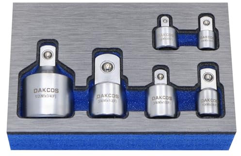 DAKCOS Adapter-Satz Adapter-Set Stecknuss-Adapter | 6-tlg. | 1/4 auf 3/8, 3/8 auf 1/4, 3/8 auf 1/2, 1/2 auf 3/8, 3/4 auf 1/2, 1/2 auf 3/4, mattierte Chromoberfläche | CR-V
