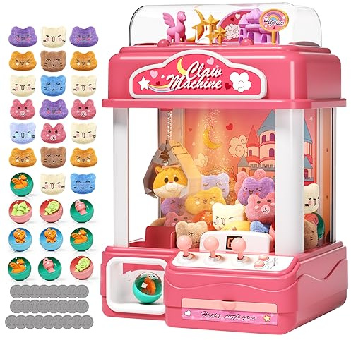 Aiqi 55 PCS Large Kids Claw Machine, Candy Vending Grabber, Prize Dispenser Toys for Girls Boys with Lights Sound, Electronic Claw Game Machine Toys for 3 4 5 6 7 8 Years Old Girls
