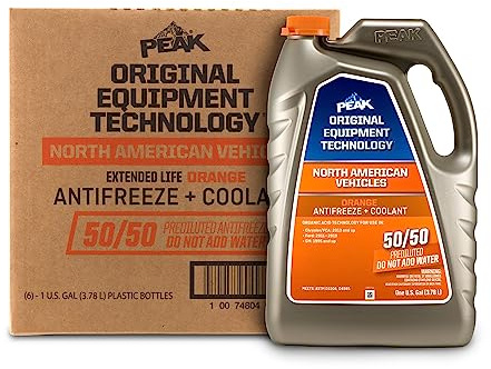 PEAK OET Extended Life Orange 50/50 Prediluted Antifreeze/Coolant for North American Vehicles, 6 Pack
