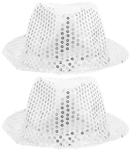 Gatuida 2 Stück Paillettenhut Herren: Cosplay Abschlussball Kostüm Party-Accessoire Zauberer Hut Erwachsene, Silber