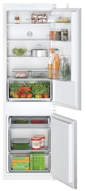 Bosch Serie 2 Kühl-Gefrier-Kombination 177.2 x 54.1 cm LowFrost KIV86NSE0 | Made in Germany, weniger Eisbildung, MultiBox XXL Schublade für Obst, BigBox Gefrierschublade, LED-Beleuchtung