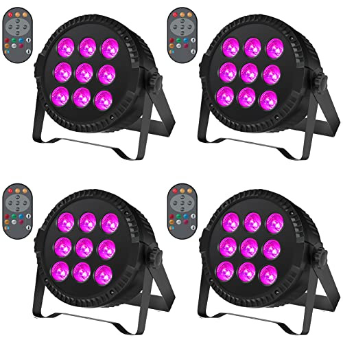 ZonQoonz 4PCS 54W LED Par Scheinwerfer, 9 LED RGBW LED Par Strahler DMX Bühnenbeleuchtung mit Fernbedienung, Sound/Master-Slave Bühnenlicht für Party, Bar, Tänze, Geburtstagsfeiern und Weihnachten