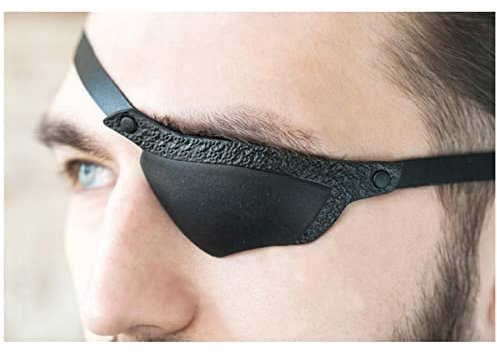 Mittelalterliche PU-Leder-Augenklappe, verstellbare Retro-Mode-Augenmaske, Gothic-Cosplay-Piraten-Augenbinde für Halloween-Kostüm, Zubehör für Erwachsene und Kinder, rechts