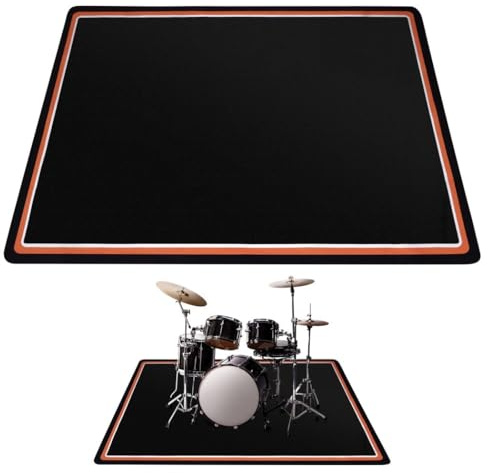 Lnrueg Tappeto per tamburo, 1,5 x 1,5 m, rettangolare, con fondo antiscivolo, insonorizzato, accessorio professionale per batteria