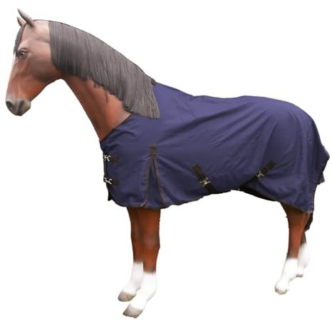 Brama-West Regendecke Pferd Rain - Weidedecke mit Fleece Futter - 600DEN - Wasserdicht - Blau - Gr. 155cm