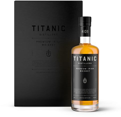 Titanic Distillers, Collector's Edition Premium Irish Whiskey, With Branded Glencairn Tasting Glass & Set of Granite Whiskey Stones, 5 Part Blend With Peat Smoke Finish, Great Gift, 40% ABV, 700ml