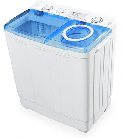Tangarus Lavadora Portátil Ibiza PLUS XL 8kg con Centrifugado - Eficiencia Energética de Última Generación Ideal para Camping con Funda Protectora