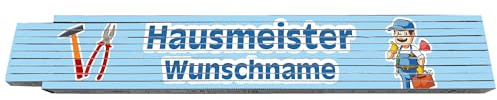 2m Zollstock - Hausmeister - mit Wunschname - Text - Spruch - individuell personalisiert - Glieder-Maßstab - Meterstab bedruckt - für Männer Opa Papa Vatertag Wunschtext Weihnachten Baustelle