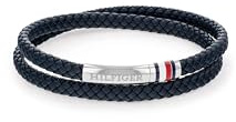 Tommy Hilfiger Jewelry Pulsera para Hombre con Cuero Trenzado Azul de Doble Vuelta - 2790549, Blue