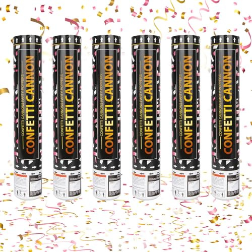 ZOYDP 6 PCS Confetti Cannons, Confetti Cannons Biodegradable 30cm, Multi Colour confetti, 1confetti Cannons Large, confetti poppers for Christmas, Party, Weddings, Birthdays, Celebrations, Anniversary