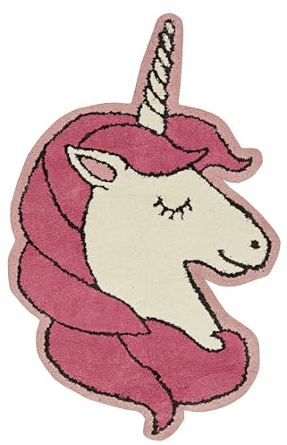 LINON Shaped Unicorn Pink & White Hand Tufted 3' X 5' Accent Rug