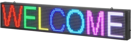 VEVOR Señal Luminosa LED Programable, Cartelera Desplazable en Color P10 RGB, Tablero Publicitario de Texto Personalizado, Control WiFi USB, Mensaje para Tienda, Bar, Publicidad, 99x19 cm