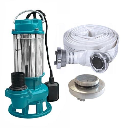Set IBO Furiatka 2 Tauchpumpe Pumpe Wasserpumpe V550 230V mit Zerkleinerer + 30m Schlauch + 2 Anschluss (Tauchpumpe V550 + 30m Schlauch + 2 Anschluss)