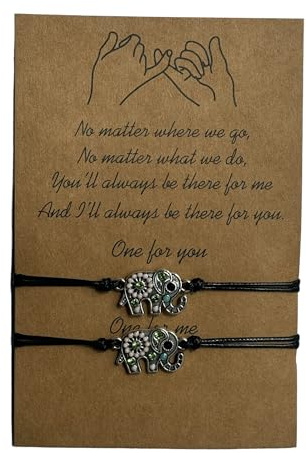 Tindo Freundschaftsarmbänder Boho Stil Elefanten - Pärchen Armbandänder - Freundschaftsarmbänder Set 2 Stück - Geschenk für Freunde, Pärchengeschenk - Geschenkidee Armband - Pinky Promise