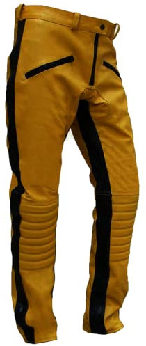 LP-FACON Uma Thurmans - Giacca protettiva in pelle gialla da motociclista Kill Bill Cosplay, Pantaloni in pelle da uomo, XXL
