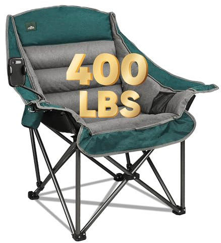 Northroad Übergrößer XL Gepolsterter Campingstuhl mit Handyhalter, Großer Campingstuhl, Klappbarer Gartenstuhl mit Becherhalter, Tragetasche für Outdoor, Strand, Picknicks, Robuste 180kg