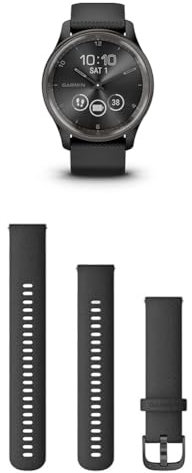 Garmin vívomove Trend, Stylish Hybrid Smartwatch with up to 5 days battery life, Black & Quick Release Band (20 mm) - Black with Slate