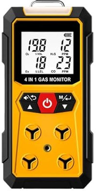 Air Quality Monitor, Gas Leak Detector 4-in-1 (H2S, EX, O2, CO) - Reliable Home And Workplace Safety Monitor With Precise Detection