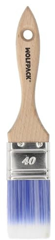 WOLFPACK LINEA PROFESIONAL Paletina Profesional Plus Ancho 40 mm. Cerdas Sintenticas PBT, Mango Madera Haya Ergonomico, Brocha Pintor, Pincel Pintura