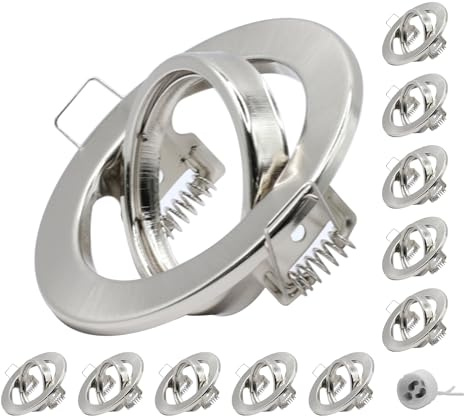 JOYINLED 10er LED Einbaustrahler GU10 Set Einbaurahmen Rund Einbauleuchten 68mm Deckenspots Inkl. GU10 Fassung für LED oder Halogen Leuchtmittel, 30° Schwenkbar