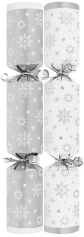 YöL Box of 50 Silver Christmas Crackers Bulk Catering Party Celebration 10 Xmas Restaurant School Hotel