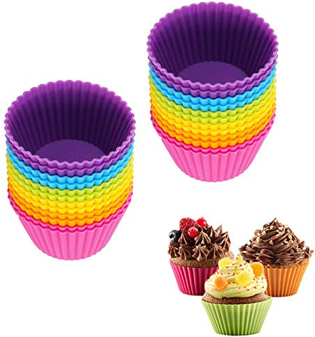 CHENGZI Wiederverwendbare Silikon-Backformen, Muffin- und Cupcake-Aufbewahrungsbehälter, 24er-Pack