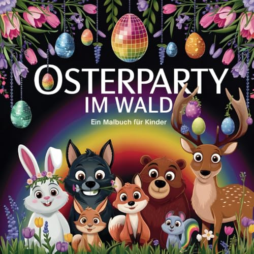 Osterparty im Wald: Ein Malbuch für Kinder ab 5 Jahren mit 63 fröhlichen Waldtieren - Ideal als Ostergeschenk