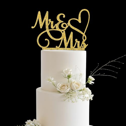 1 Stück Mr and Mrs Cake Topper Hochzeit,Glänzend Tortendeko Hochzeit,Mr & Mrs Dekohochzeit Mit Feinem Glanz,Hochzeitsdeko,für Hochzeitstorte,Jahrestag,Geburtstag,Verlobung