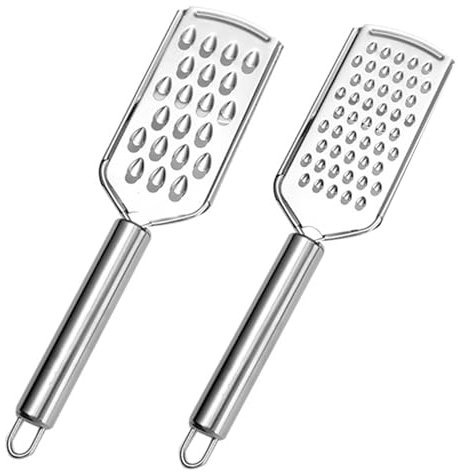 ASIRYVA 2PCS Hand Grater, Cheese Grater Handheld with Handle Stainless Steel Blade for Cheese, Chocolate, Ginger, Coconut, and More