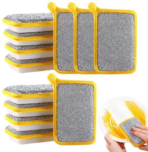 Scrub Sponges, Cleaning Sponge Pads, Reusable Double Sided Dish Scrubbers, Absorbent Washcloths, 20X Value Pack, Excellent for Pan, Sink, Dishwasher, Bathroom, Kitchen Cleaning
